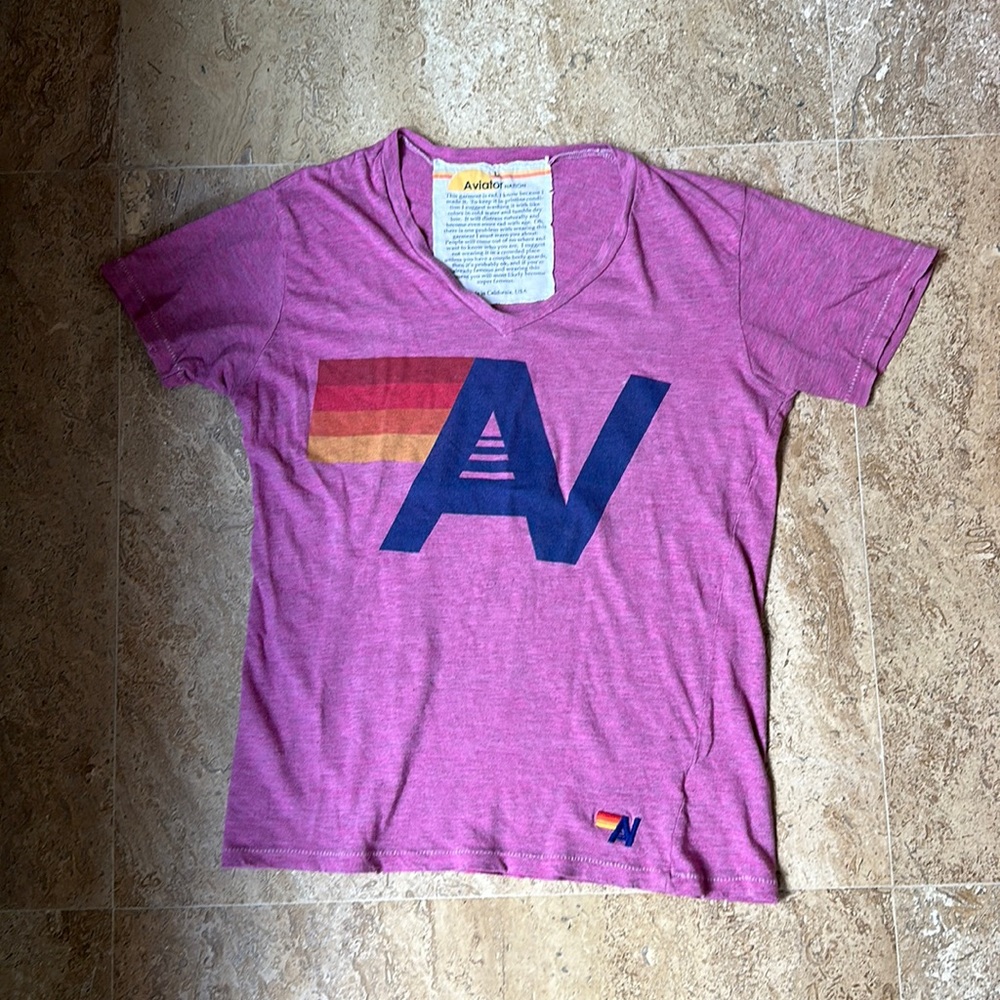 Aviator Nation Pink Tee L